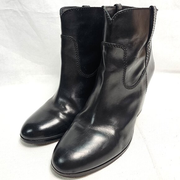Frye Leather Ankle 3" Pull- on Heel Boot Black 3474670-BLK Women's Size 9.5M - Picture 1 of 14